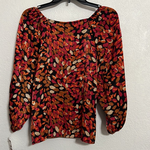 NWT Liverpool Jeans Autumn Petals 3/4 Puff Sleeve Square Neck Blouse Size PS - Picture 4 of 13